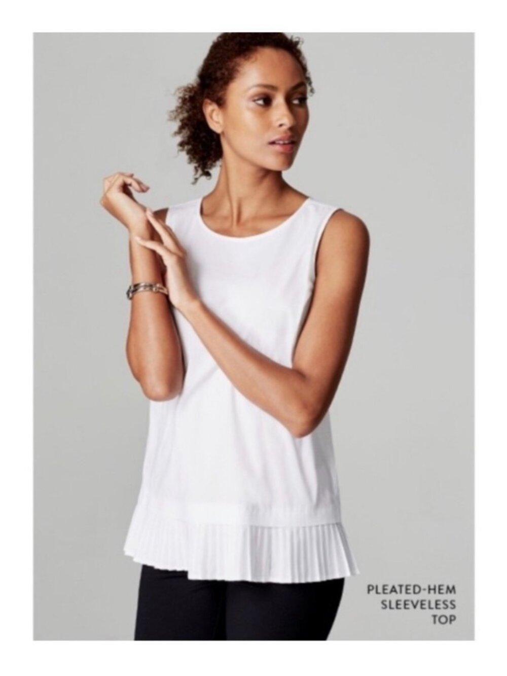 J. Jill White Sleeveless Pleated-Hem Camisole